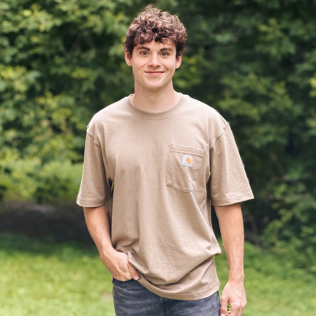 Front of Carhartt Walking Cy Desert Brown Short Sleeve T-Shirt